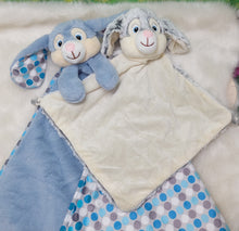 Load image into Gallery viewer, Blue Polkadot Bunny Cubbies Blanket