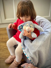 Load image into Gallery viewer, Blue Polkadot Bunny Cubbies Blanket