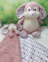 Load image into Gallery viewer, Pink Polkadot Cubbie Bunny and Blanket Combo