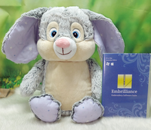 Load image into Gallery viewer, Grey Cubbie Bunny (Lilac Stars)