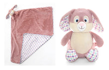 Load image into Gallery viewer, Pink Polkadot Cubbie Bunny and Blanket Combo