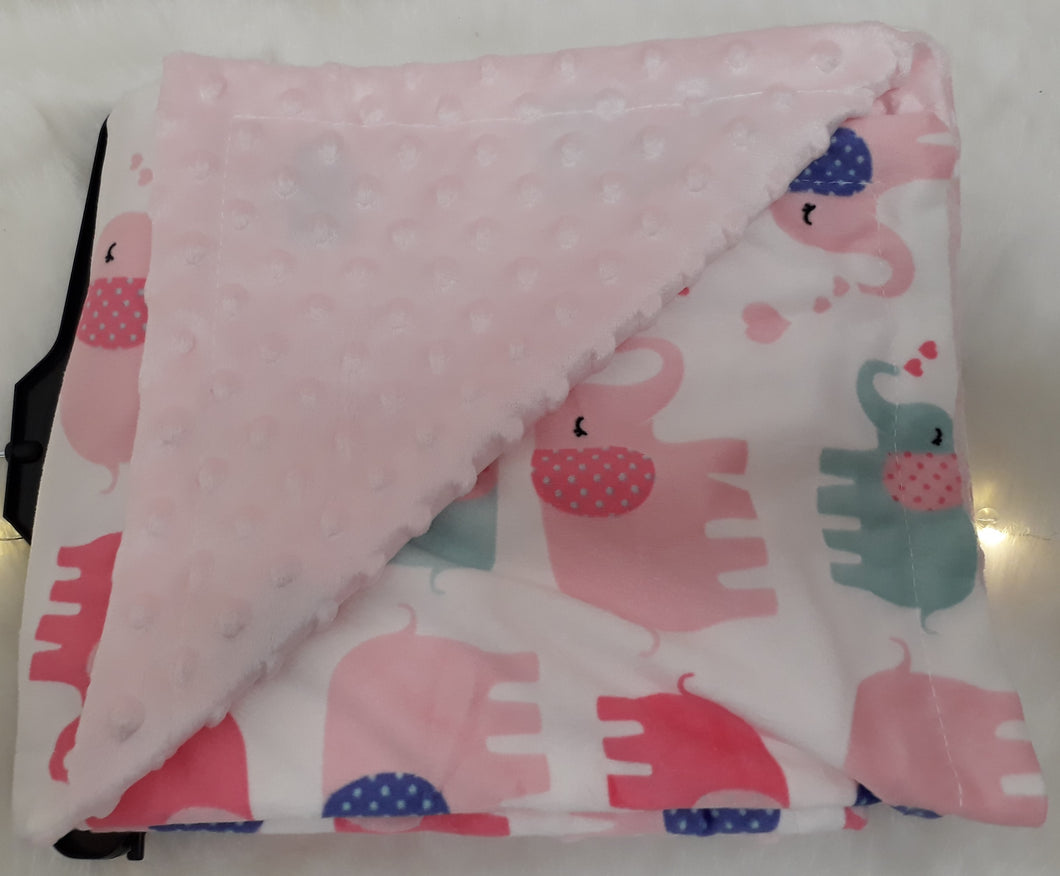 Pink Elephants Minky Blanket