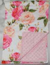 Load image into Gallery viewer, Pink Roses Minky Blanket