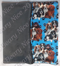 Load image into Gallery viewer, Blue Pawprint Cavalier Minky Blanket