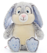 Load image into Gallery viewer, Grey Cubbie Bunny (Blue Stars)