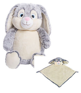 Grey Cubbie Bunny and Cuddle Blanket Combo