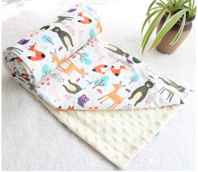 Forest Animals Minky Blanket - Cream Minky Back