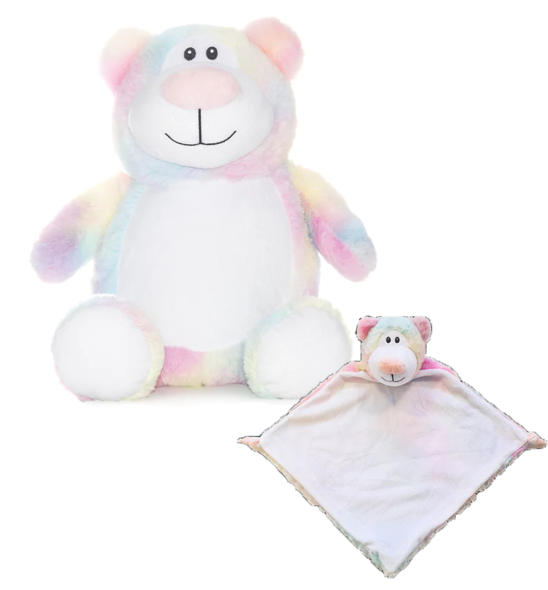 Pebbles the Pastel Cubbies Bear and Cuddle Blanket Combo