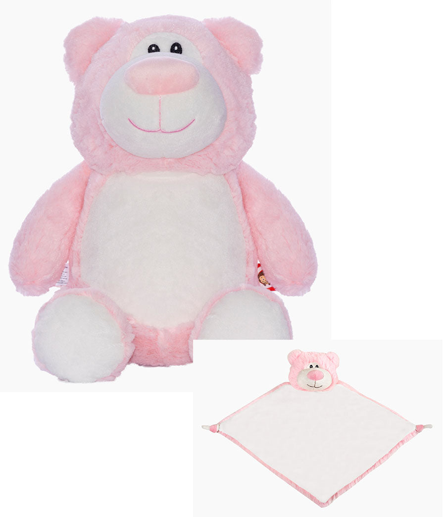 Candy the Pink Cubbies Bear and Cuddle Blanket Combo