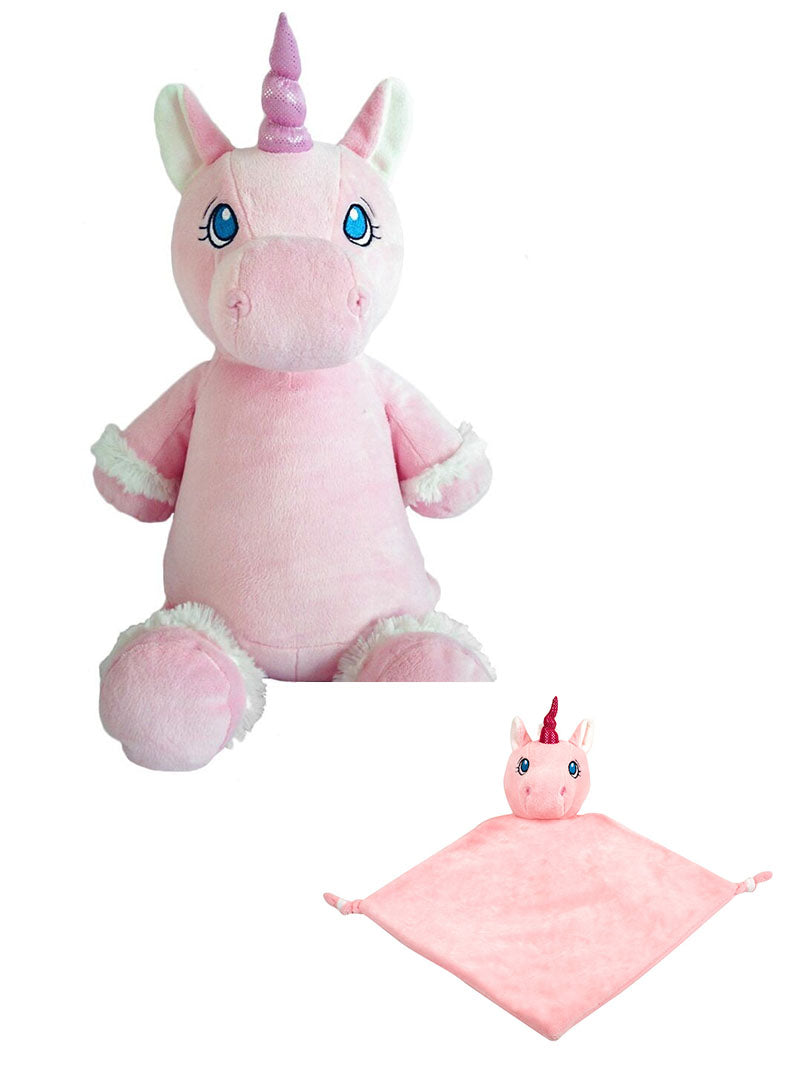 Ella the Pink Cubbie Unicorn and Cuddle Blanket Combo