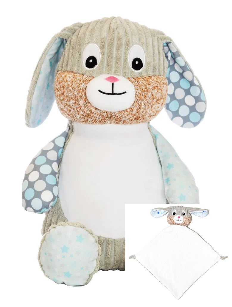 Starry Night the Harlequin Cubbie Bunny and Cuddle Blanket Combo
