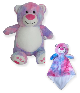 Little Elska Pink Tie Dye Bear and Cuddle Blanket Combo