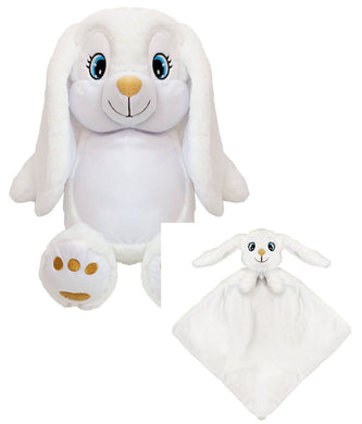 Snowy the White BitsyBon Bunny and Cuddle Blanket Combo